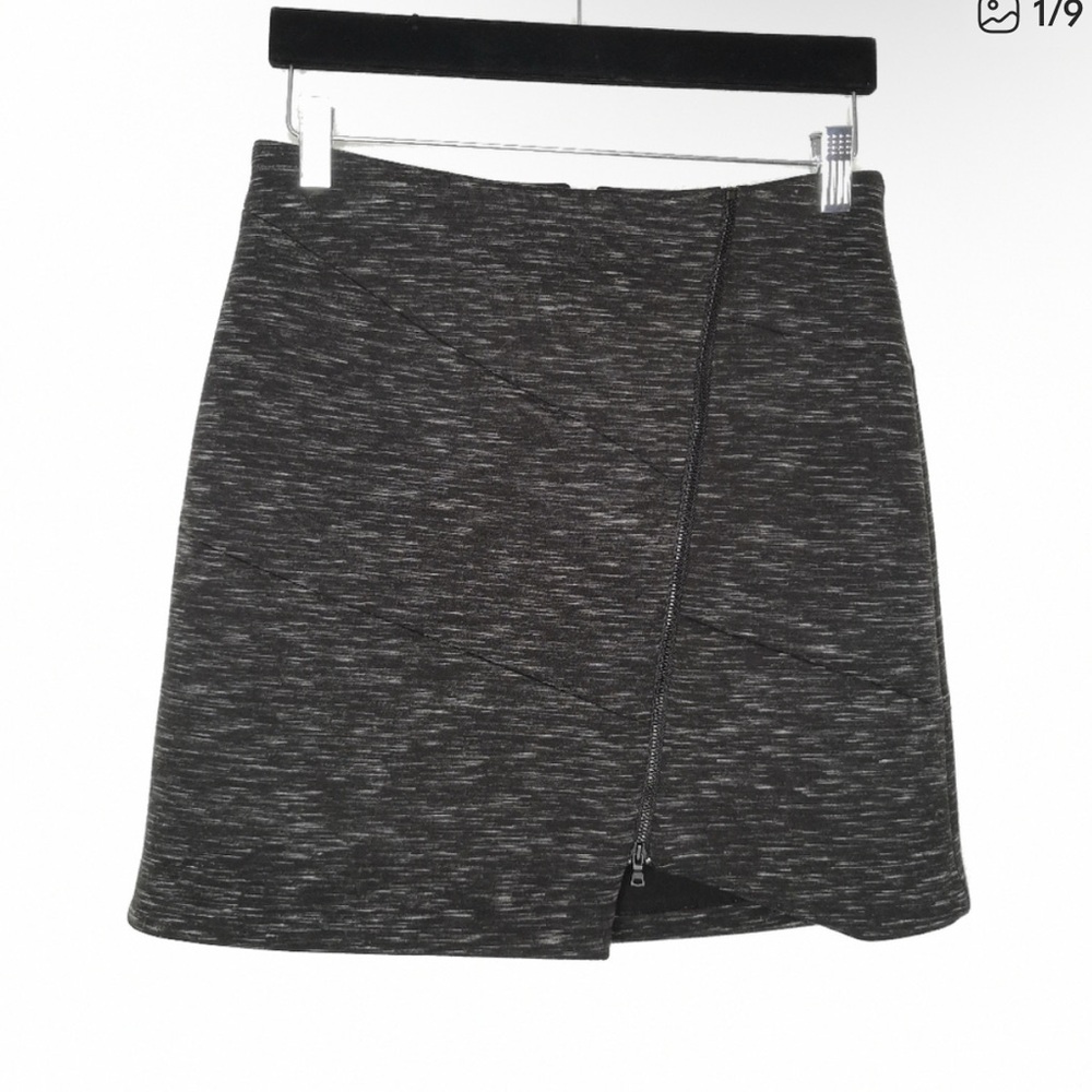 Sam Edelman Black Marled Knit Zipper Detail Skirt